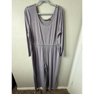 AnyBody‎ Jumpsuit Womens 1X Light Purple Ribbed Knit Maxi Cozy Bohemian Softcore